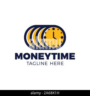 Time is money concept, clock and coin, long term financial investment, superannuation savings, future income, annual revenue, money profit and benefit Stock Vector