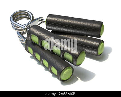 Two fitness hand grippers 3D render illustration isolated on white background Stock Photo