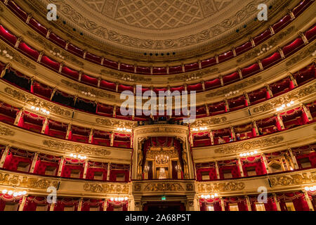 Interior of world famous La Scala (Teatro alla Scala, 1778) - an opera house in Milan interior. Stock Photo