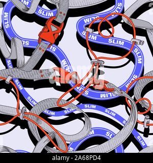 Belt seamless pattern with plastic clasp. Trendy sport textile design. Stock Vector