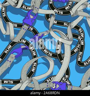 Belt seamless pattern with plastic clasp. Trendy sport textile design. Stock Vector