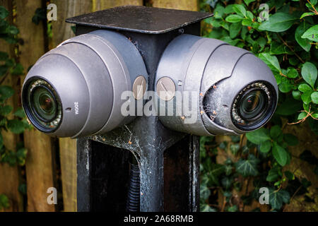 two wall mounted CCTV high security cameras Stock Photo