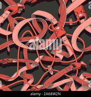 Belt seamless pattern with plastic clasp. Trendy sport textile design. Stock Vector