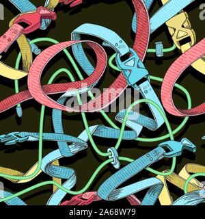 Belt seamless pattern with plastic clasp. Trendy sport textile design. Stock Vector