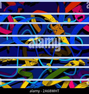 Belt seamless pattern with plastic clasp. Trendy sport textile design. Stock Vector