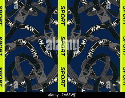 Belt seamless pattern with plastic clasp. Trendy sport textile design. Stock Vector