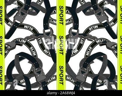 Belt seamless pattern with plastic clasp. Trendy sport textile design. Stock Vector
