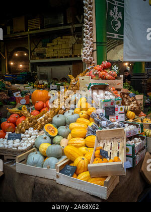 Fresh fruit and vegetables for sale in Borough Market, London, UK. Stock Photo
