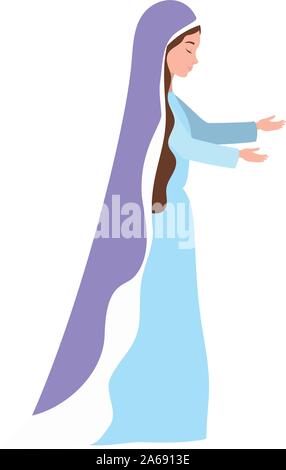 cute mary virgin manger characters Stock Vector