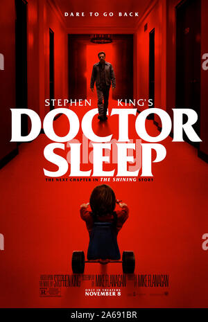 Doctor Sleep (2019) directed by Mike Flanagan and starring Rebecca Ferguson, Ewan McGregor and Jacob Tremblay. Adaptation of Stephen King’s sequel to the The Shining. Stock Photo