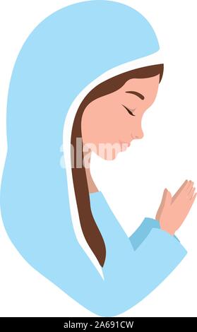 cute mary virgin manger characters Stock Vector