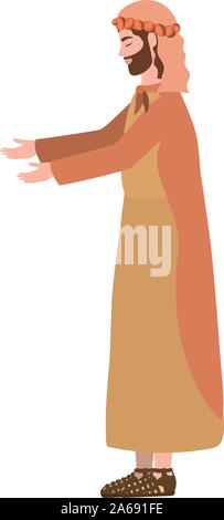 saint joseph manger character icon Stock Vector