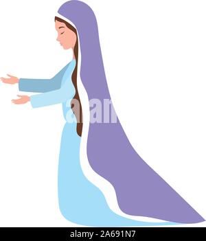 cute mary virgin manger characters Stock Vector