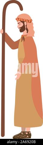 saint joseph manger character icon Stock Vector