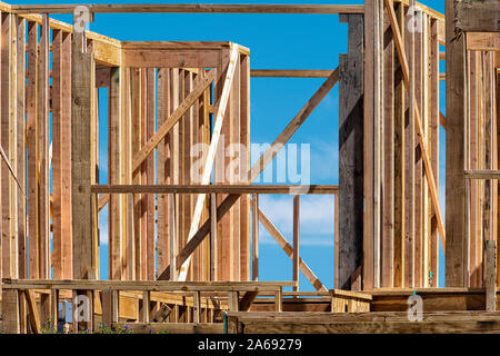 New house under construction framing, Construction Industry, House, Moving House, Domestic Life Stock Photo