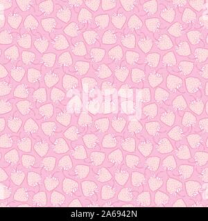 Vector pink monochrome small strawberries seamless pattern. Perfect for fabric, scrapbooking and wallpaper projects. Stock Vector