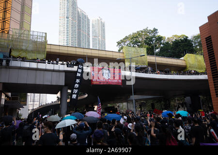 Hong Kong Protests 20th October anti mask and anti government protests continue Stock Photo