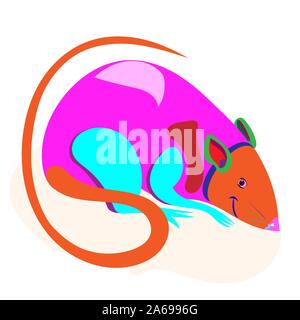 Vector image of rat multicolor in pop style. Stock Vector