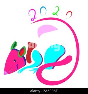 Vector image of rat multicolor in pop style. Stock Vector