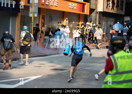 Hong Kong Protests 20th October anti mask and anti government protests continue Stock Photo