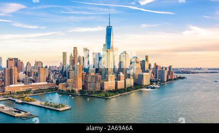 Aerial view of Lower Manhattan skyscrapers Stock Photo