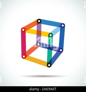 Abstract pyramid logo with intersecting transparent lines Stock Vector