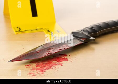 Yellow crime scene marker with number three on white background Stock ...
