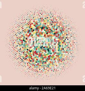 Flat colored ornament with retro halftone dots Stock Vector