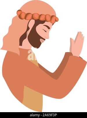 saint joseph manger character icon Stock Vector