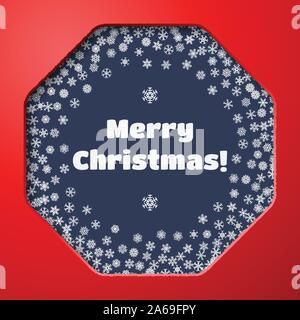 Scattered snowflakes under the retro frame Stock Vector