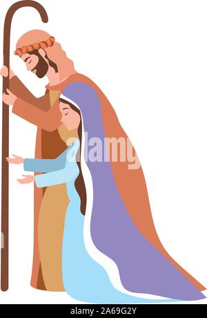 saint joseph and mary virgin manger characters Stock Vector