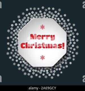 Scattered snowflakes under the retro frame Stock Vector