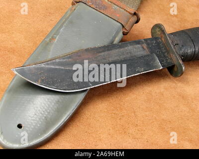 Vintage WWII USN Mark1 combat knife. Stock Photo