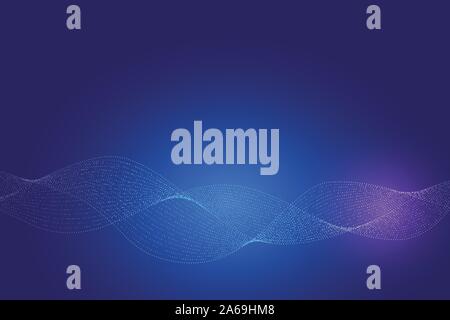 Futuristic Wave Blue and violet halftone abstract. Technology Vector background. Stock Vector