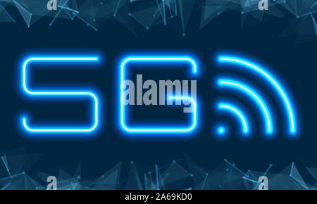 5G New Wireless Internet Wi-Fi Connection. Global Network High Speed Innovation Connection Data Rate Technology - Illustration Vector Stock Vector