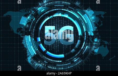 5G New Wireless Internet Wi-fi Connection. Global Network High Speed Innovation - Illustration Vector Stock Vector