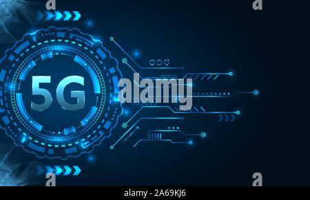 5G New Wireless Internet Wi-fi Connection, HUD Elements - Illustration Vector Stock Vector