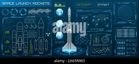 Space Launch Interface Rockets, Sky-fi HUD. Head Up Display. Template ...