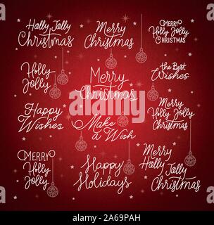 happy merry christmas letterings calligraphy font Stock Vector