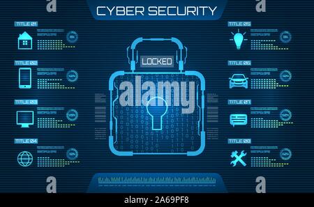 Cyber Security Concept. Lock Symbol, Privacy Information - Illustration Vector Stock Vector