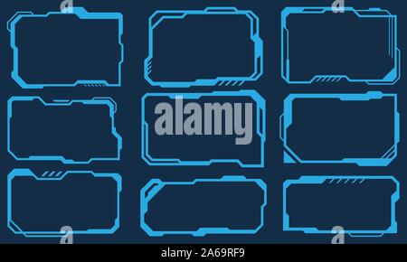 Futuristic Techology Set Frames, Square Virtual Display - Illustration Vector Stock Vector