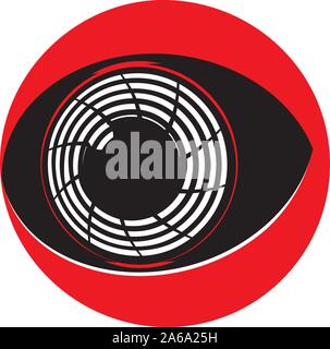 Simple flat eyeball of a cyborg abstract illustration. Stock Vector