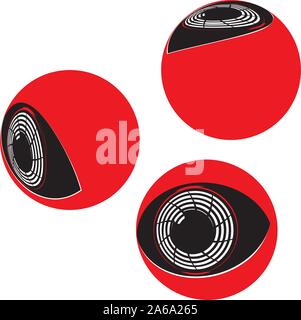 Simple flat eyeball of a cyborg abstract illustration. Stock Vector