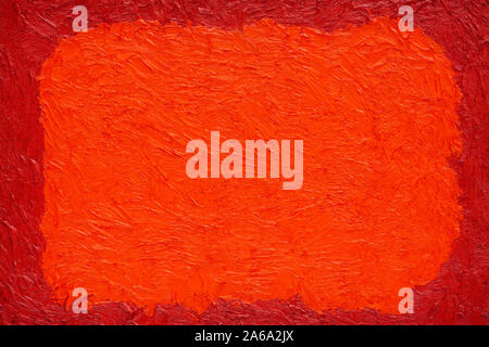 oil color painted red and orange background, painted with real oil color on canvas by hand Stock Photo