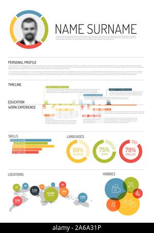 Vector original minimalist cv / resume template - with lot of infographic elements Stock Vector