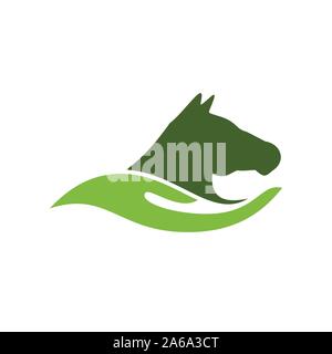 Horse Care Farm Ranch Abstract Hand Shape Symbol Graphic Logo Design Template Stock Vector