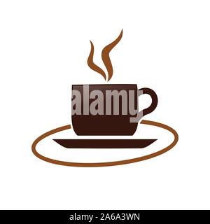 Hot Coffee Cup Simple Vector Symbol Graphic Logo Design Template Stock Vector
