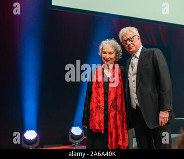 FRANKFURT AM MAIN, Germany - October 19 2019: Margaret Atwood and Ken Follett at 71st Frankfurt Book Fair / Buchmesse Frankfurt Stock Photo