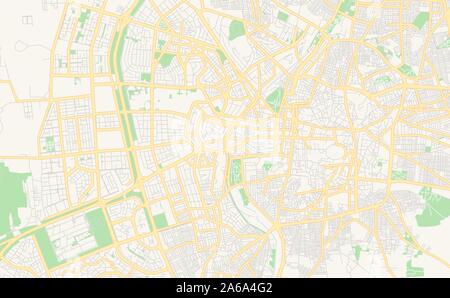 Printable street map of Aleppo, Syria. Map template for business use. Stock Vector