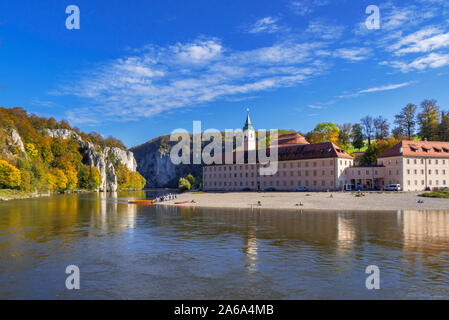 Weltenburg Monastery on the Donau-Durchbruch, Danube River, Lower Bavaria, Bavaria, Germany, Europe Stock Photo